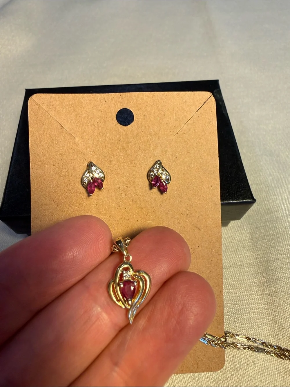 14K Pink Sapphire & Diamond Jewelry Set